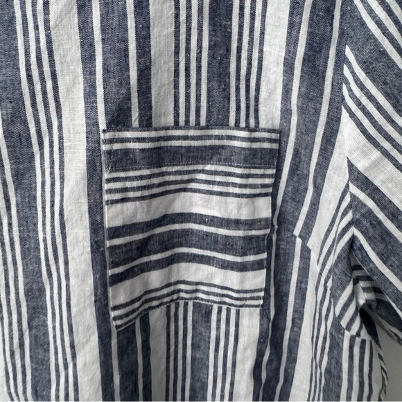 Liz Claiborne blue and white striped linen top Size Large - Picture 3 of 5